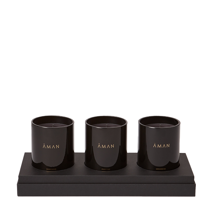 AMAN Spa Candle Trio 3x220g BSAM0004CANS250 5056615562483 Aromatherapie,cadeauset,Cadeausets,Categorie_Aromatherapie,Categorie_Parfumkaarsen,Collectie_Grounding,Geurkaarsen,Gifts,Interieur,Merk_Aman Skincare,Parfumfamilie_Floral,Parfumfamilie_Spicy,Parfum