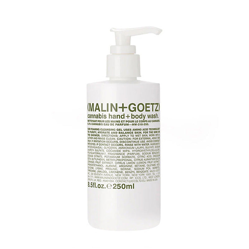 (MALIN+GOETZ) Cannabis Hand+Body Wash 250ml HW-218-250 891211001135 Bad & Douche,Body wash,Douche en Badschuim,Handverzorging,Handzeep,Huidverzorging,Lichaam,Merk_(MALIN + GOETZ) Malin+Goetz Body Wash RETREAT