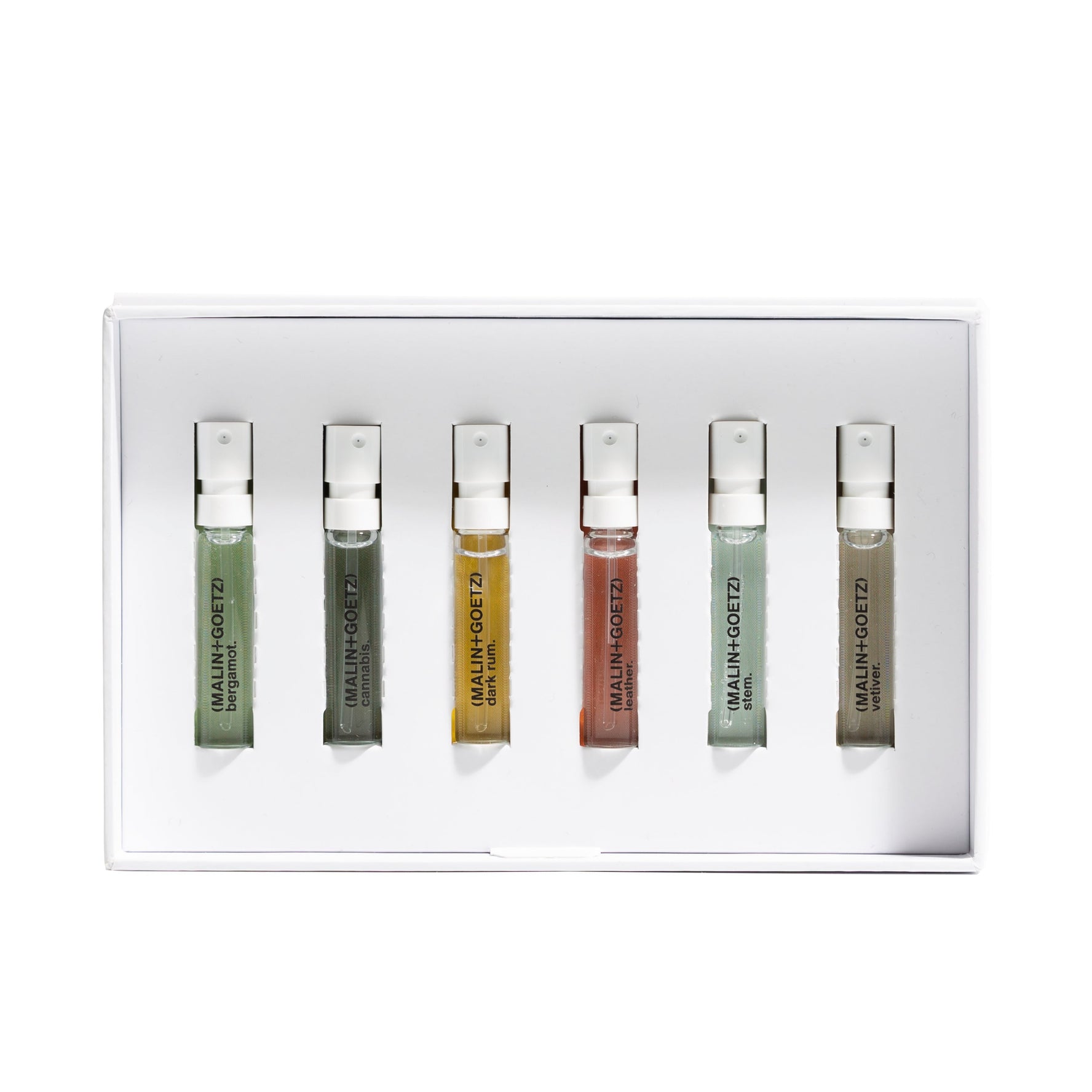 (MALIN+GOETZ) Fragrance Discovery Kit 6x2ml FC-501-2ML 850026558661 Cadeausets,Categorie_Sets & Travel,Discovery Sets,Eau de Parfum,Gifts,Giftsets,Op Reis,Parfum,Sets,Sets & Travel Malin+Goetz Perfumes & Colognes RETREAT