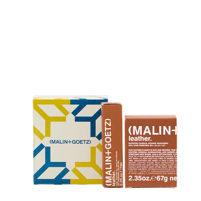 Malin+Goetz leather perfume oil + leather scented candle | VP-SET-25 | 850056040686 | RETREAT