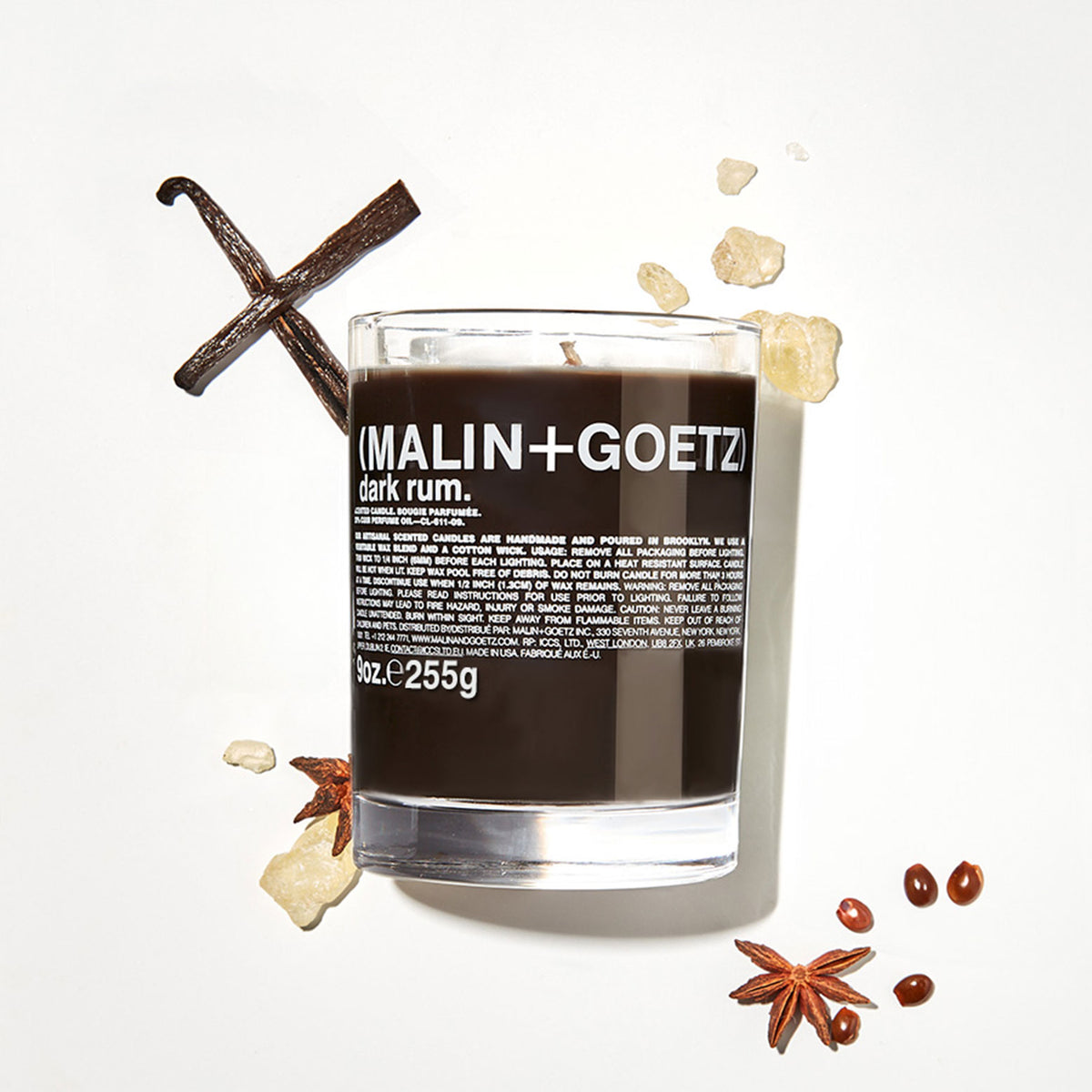 (MALIN+GOETZ) Dark Rum Candle 255g CR-601-09 891211000268 Categorie_Parfumkaarsen,Geurkaarsen,Interieur,Merk_(MALIN + GOETZ),Parfumkaarsen,Thuis Malin+Goetz Candles RETREAT