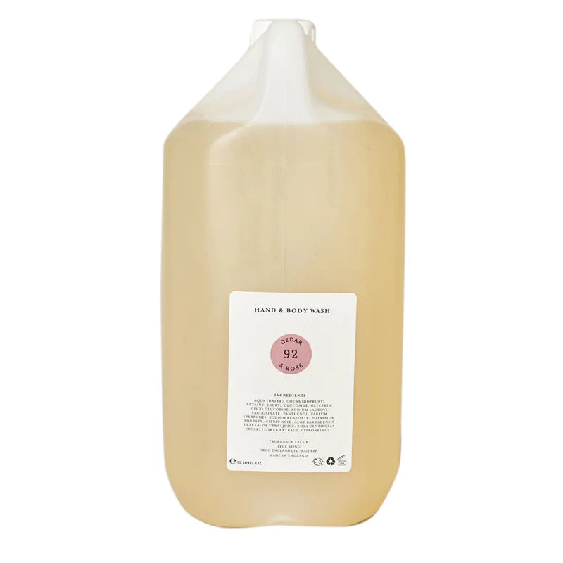 True Grace Burlington Cedar & Rose Hand & Body Wash SAT-WFL-CE-N0NN 875056002656 Body,Body wash,Categorie_Bad & Douche,Categorie_Handverzorging,Categorie_Lichaam,Collectie_Burlington,Geurfamilie_bloemig,Geurfamilie_houtachtig,Geurfamilie_oriëntaals,Hand c