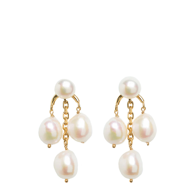 Pendant post earrings with pearls, Wouters & Hendrix, RETREAT