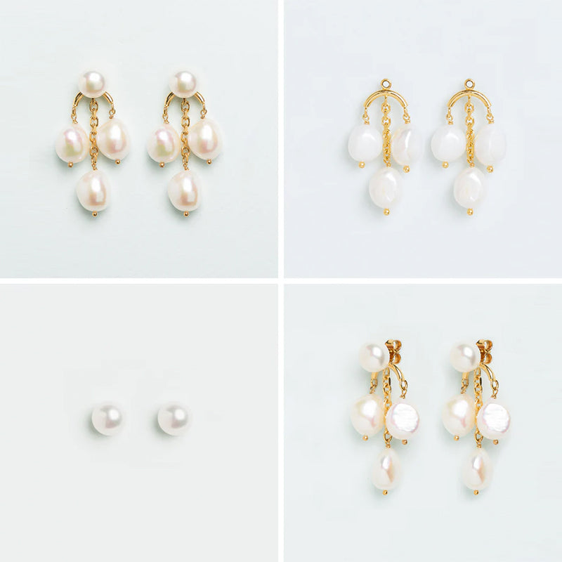 Pendant post earrings with pearls, Wouters & Hendrix, RETREAT