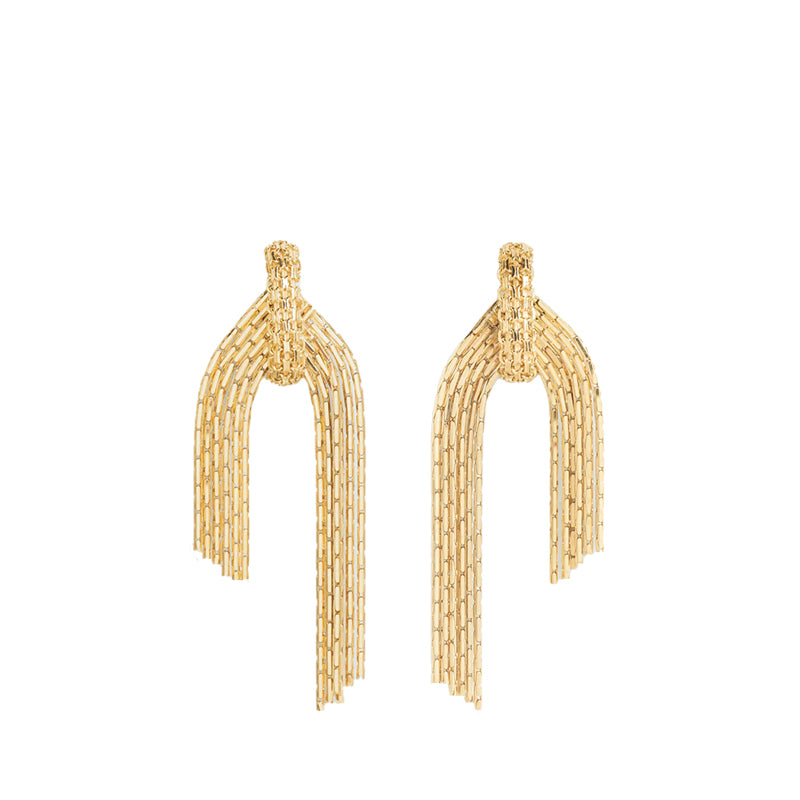 Statement hoop earrings with detachable flowing chains, wouters & hendrix, RETREAT