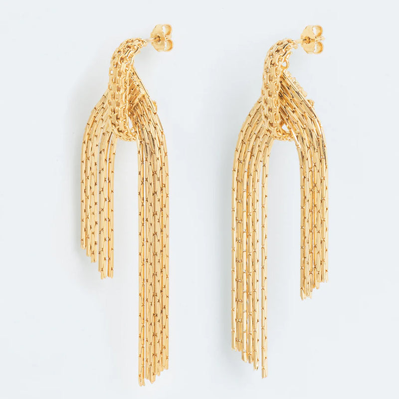 Statement hoop earrings with detachable flowing chains, wouters & hendrix, RETREAT