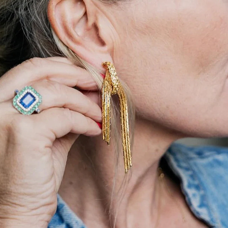 Statement hoop earrings with detachable flowing chains, wouters & hendrix, RETREAT