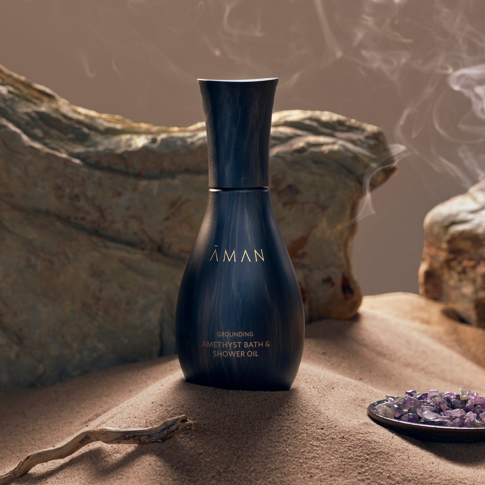 AMAN Grounding Amethyst Bath & Shower Oil 100ml BNAM9001GRO0100 5060594740060 Bad & Douche,Badolie,Lichaam,Lichaamsolie AMAN Body Oil RETREAT