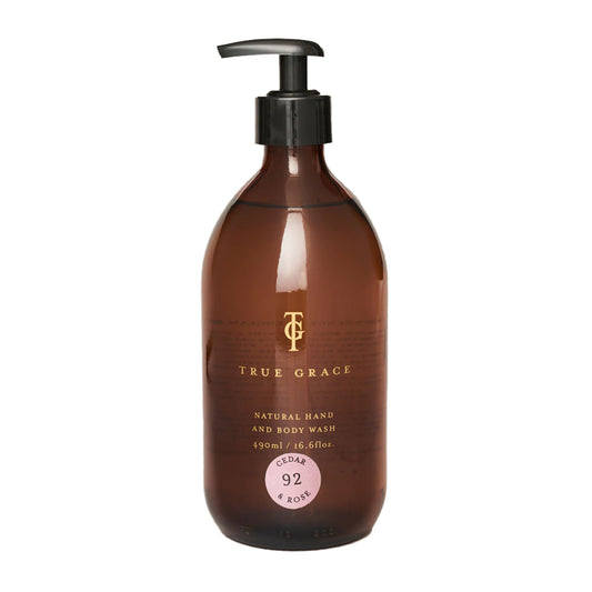 True Grace Burlington Cedar & Rose Hand & Body Wash SAB-WSH-CE-BRGE-1 875056001765 Body,Body wash,Categorie_Bad & Douche,Categorie_Handverzorging,Categorie_Lichaam,Collectie_Burlington,Geurfamilie_bloemig,Geurfamilie_houtachtig,Geurfamilie_oriëntaals,Hand