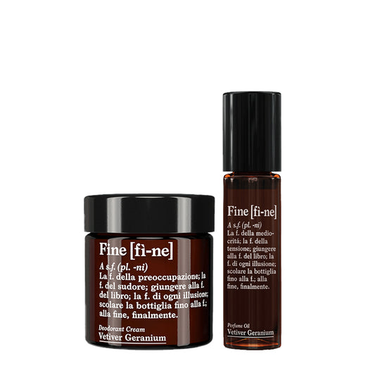Fi-ne Vetiver Geranium Gift Set | Deodorant and Perfum Oil